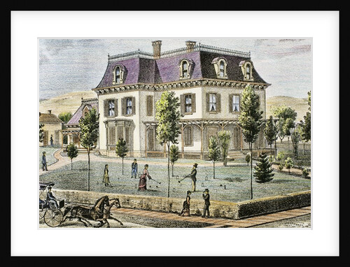 Residential home with the family playing cricket by Anonymous