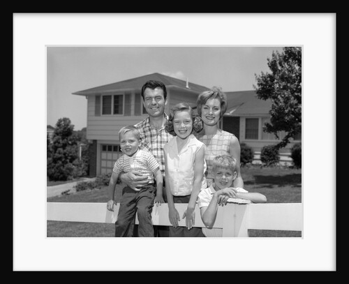 1960s family portrait in front of horse by Anonymous