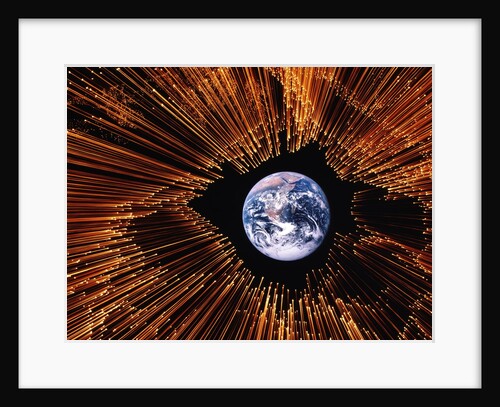 Earth surrounded by golden lights by Anonymous