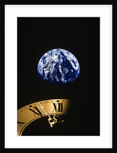 Earth and clock face at 11:57 by Anonymous