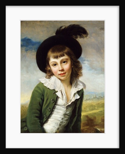 'The Green Boy': A Portrait of a Boy Half Length, in a Green Coat and Black Hat with a Feather Plume by Nathaniel Hone