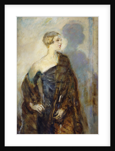 Portrait of Lady Abdy, three-quarter length, wearing a Fur Wrap by Ambrose McEvoy