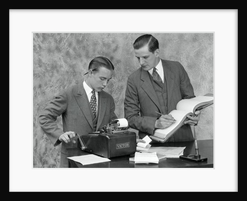 1920s bookkeeper and young assistant by Anonymous