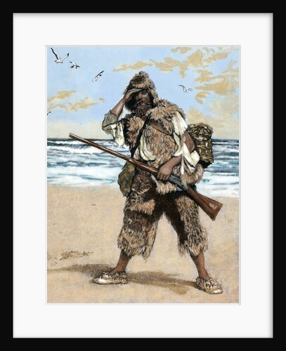 Robinson Crusoe surprised to find out the footprint of a bare foot by Anonymous