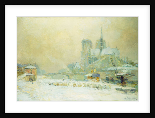 View of Notre Dame, Paris, from the Quai de la Tournelle: Snow Effect by Albert Lebourg