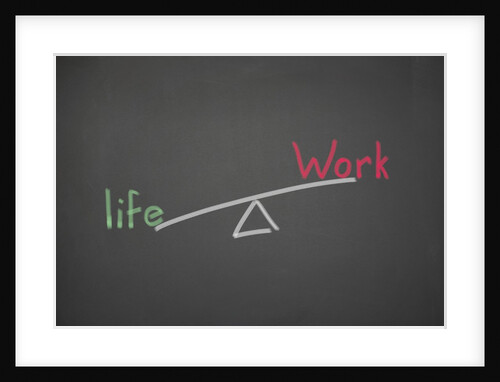 Blackboard with a seesaw work life balance by Anonymous