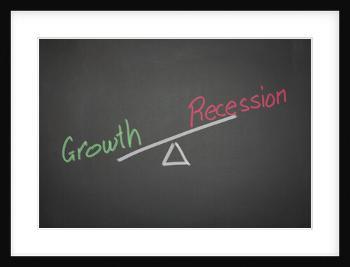 A drawing depicting the balance of growth and recession on a blackboard by Anonymous