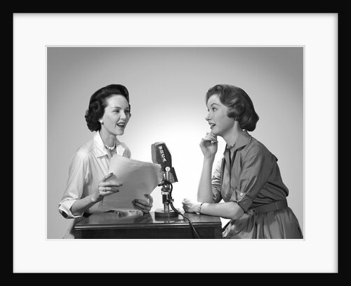1950s two women doing a radio broadcast by Anonymous