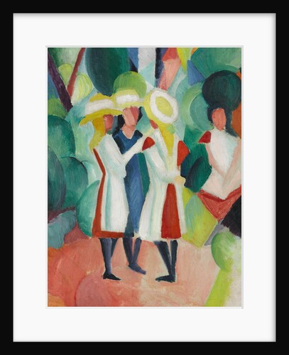 Three Girls in Yellow Straw Hats I by August Macke
