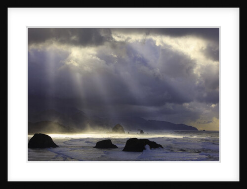Sunrise Ecola State Park looking south to Cannon Beach and Haystack Rock, Oregon Coast by Anonymous