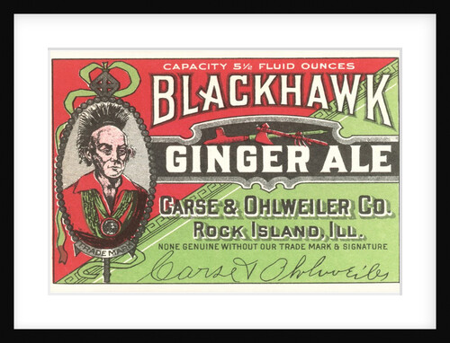 Blackhawk ginger ale label by Anonymous