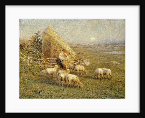 A Shepherd and his Sheep in a Meadow by Tom Griffiths