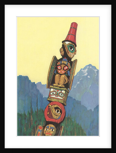 Totem Pole and Mountains by Anonymous