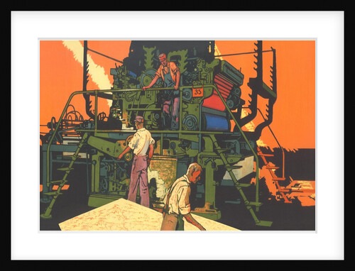 Workers with Big Machine by Anonymous
