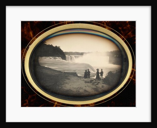 Daguerreotype of couples standing in front of Niagara Falls by Platt D. Babbitt