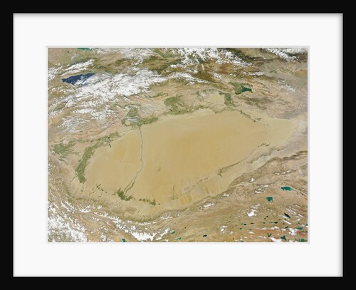 Satellite view of the Taklimakan Desert in Northwest China by Anonymous