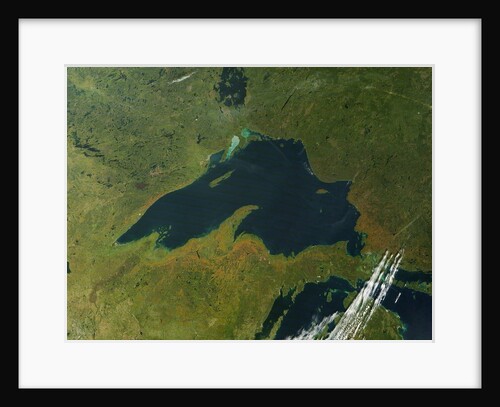 Satellite view of Lake Superior with fall colors by Anonymous