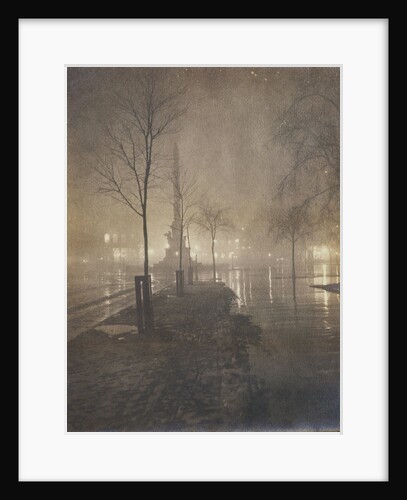 A Wet Night, Columbus Circle, New York by William A. Fraser