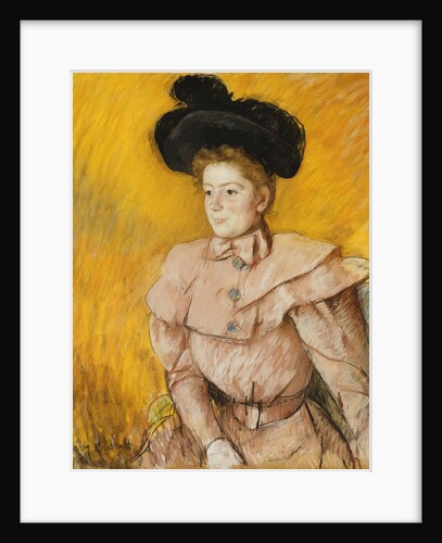 Woman in a Black Hat and a Raspberry Pink Costume by Mary Cassatt