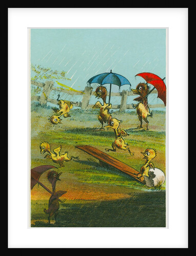 Ducklings in the Rain by Anonymous