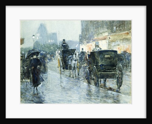 Horse Drawn Cabs at Evening, New York by Frederick Childe Hassam