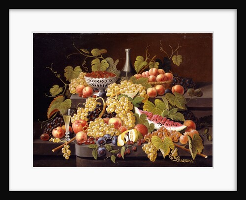 Still Life with Fruit and Champagne by Severin Roesen