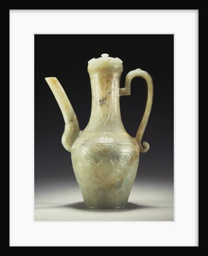 A late Ming celadon jade ewer and cover by Anonymous