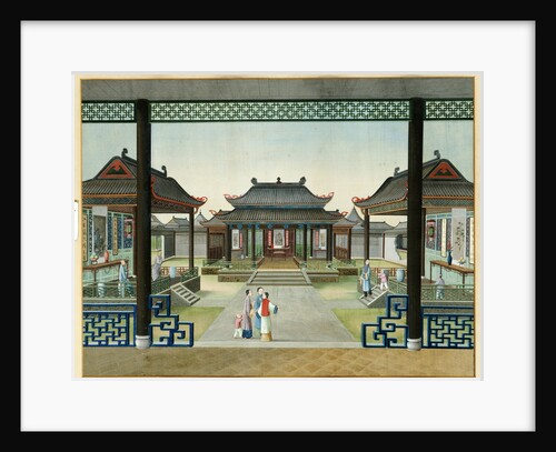 The Courtyard of a Merchant's House in Canton with Figures by Anonymous