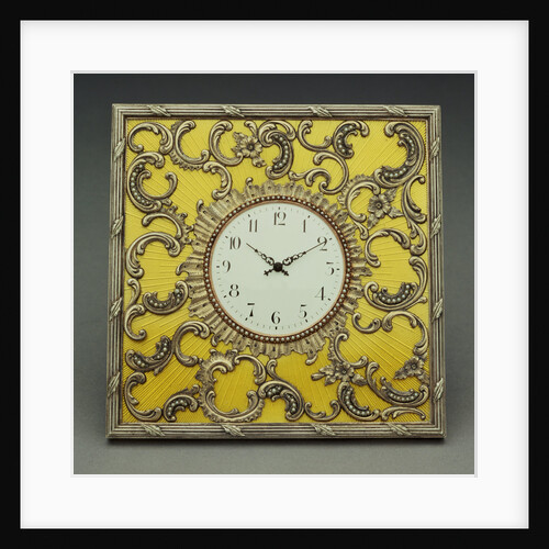 A Guilloche enamel silver-gilt table-clock, marked Faberge, workmaster Michael Perchin by Anonymous