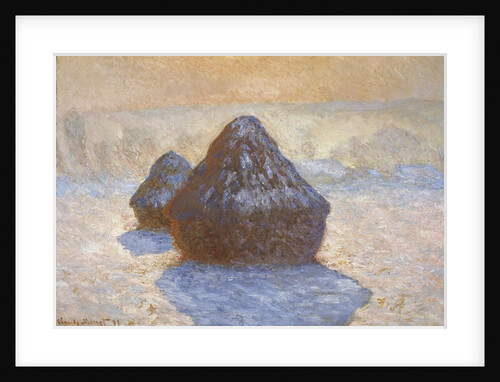 Haystacks - Snow Effect by Claude Monet