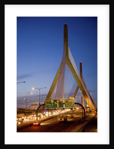 The Leonard P. Zakim Bunker Hill Bridge at dusk by Anonymous