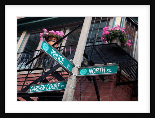 Street signs for intersection of Prince, North and Garden Court, historic North End, Boston, MA. by Anonymous