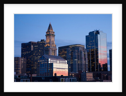 Boston Skyline at sunset features Commerce House Tower, Boston, MA. by Anonymous