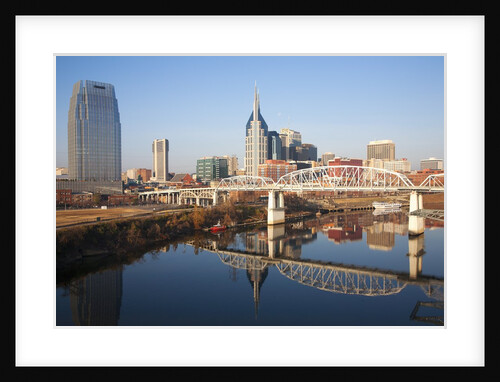 Nashville Skyline, Tennessee and the Cumberland River with river reflection by Anonymous