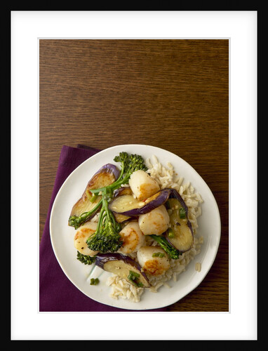 Eggplant, scallop and broccolini stir-fry by Anonymous