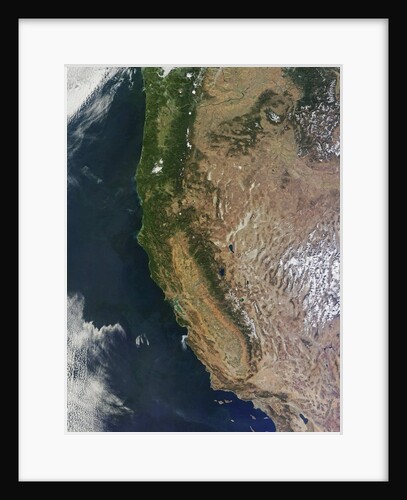 Satellite image of Oregon and California by Anonymous