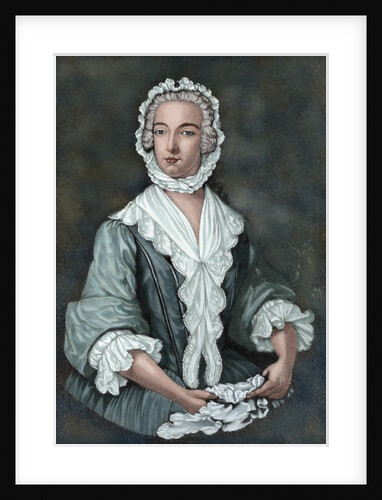 Charles Edward Stuart (1720-1788) disguised as Betty Burke, 1747. Engraving. Colored. by Anonymous