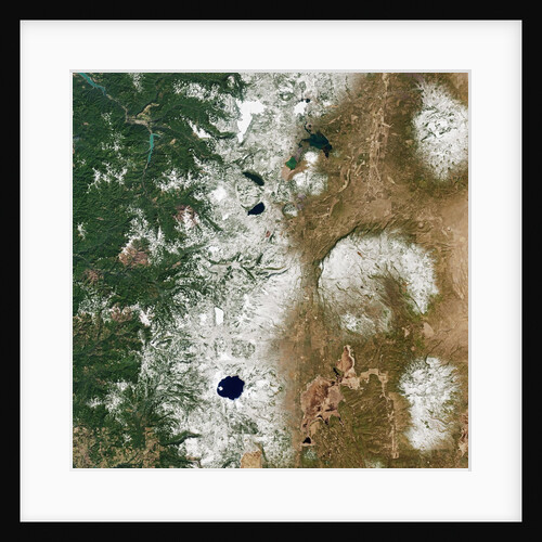 Satellite view of Crater Lake and the Cascade Mountains of Oregon by Anonymous