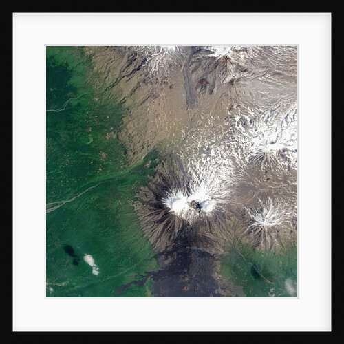 Satellite view of fresh lava flows on Tolbachik volcano by Anonymous