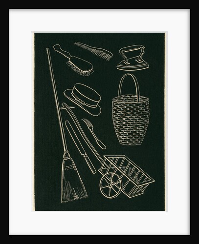 Assorted Domestic Goods, Basket, Broom, Brushes by Anonymous