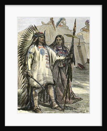 American Indians. Colored engraving, 1880. by Anonymous