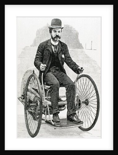 The petrol-cycle. USA. XIX century engraving by Anonymous
