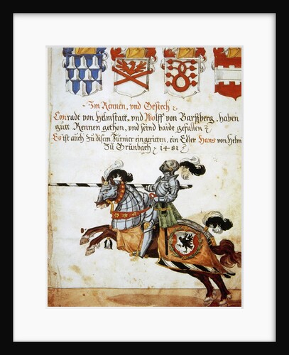 Book of the Tournament. Knight on horseback and armed with spears. Italy. by Anonymous