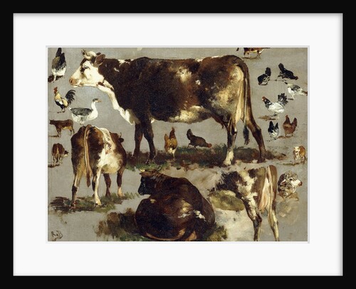 Studies of Cows, Hens, Roosters, a Goose and a Sheep by Rosa Bonheur