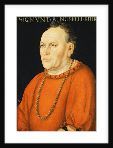 Portrait of Sigmunt Kingsfelt, half-length, wearing a red costume by Lucas Cranach