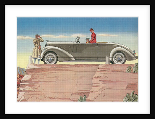 Tourists in Convertible Car on Mesa by Anonymous