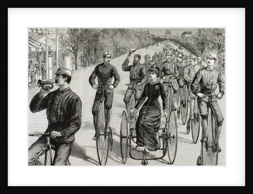 American League cycles in Pennsylvania Avenue. Mid May 1884. Washington. United States. Engraving. by Anonymous