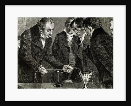 Oersted, Hans Christian (1777-1851). Danish physicist and chemist. Oersted discovers electromagnet by Anonymous