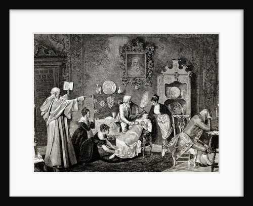 Exorcism. Cleric doing a spell against the evil spirit. by Anonymous