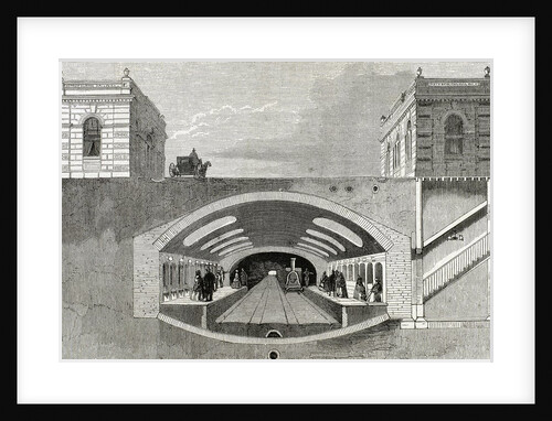 Section of a London Underground station. England. Engraving from "L'Univers IllustrÃƒÂ©." Late ninetee by Anonymous